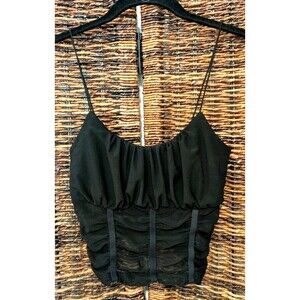 Y2K Milkmaid Corset Coquette Tank Top Ruched Cropped Fairy Grunge Whimsigoth XS